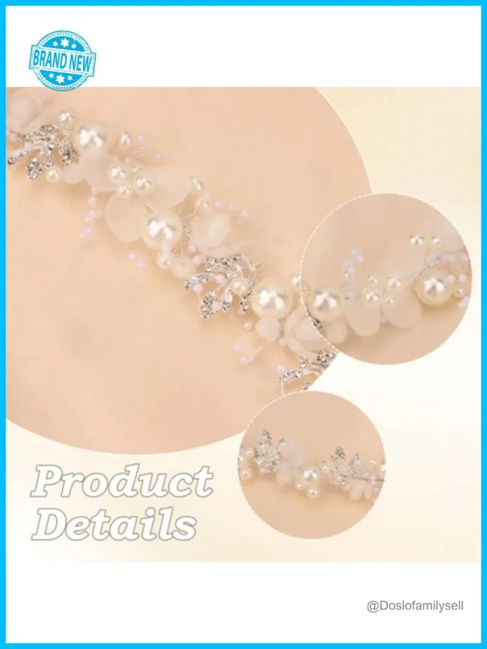Crystal Pearl Flower Girl Headpiece Silver Princess Hair Accessories 2Pcs Set